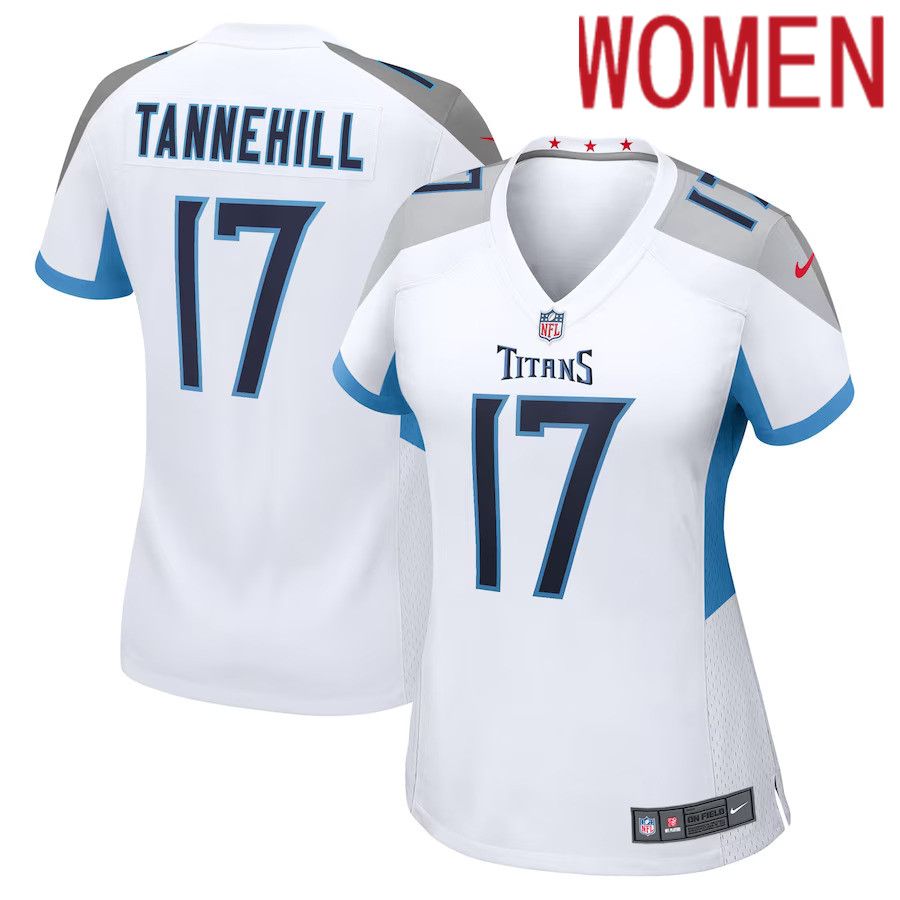 Women Tennessee Titans #17 Ryan Tannehill Nike White Game Player NFL Jersey->women nfl jersey->Women Jersey